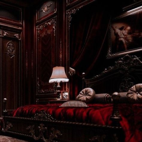 بيوت ملكية, Royal Room, Royal Bedroom, Castle Bedroom, Dark Home Decor, Goth Home, Dark Home, Bedroom Red, Red Rooms