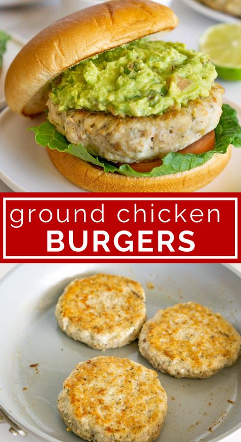 Ground Chicken Hamburger Recipes, Chicken Burger Bowl, Ground Chicken Sliders Recipes, Ground Chicken Patty Recipes, Baked Chicken Burgers Oven, Ground Chicken Patties Recipes, Healthy Chicken Burger Recipes, Chicken Hamburger Recipes, Baked Chicken Burgers