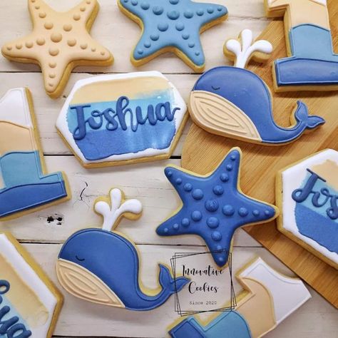 Whale Cookies, Whale Cakes, Whale Party, Fish Cookies, Whale Theme, Sugar Cookie Royal Icing, Sugar Cookie Icing, Themed Cookies, Sugar Cookie Designs