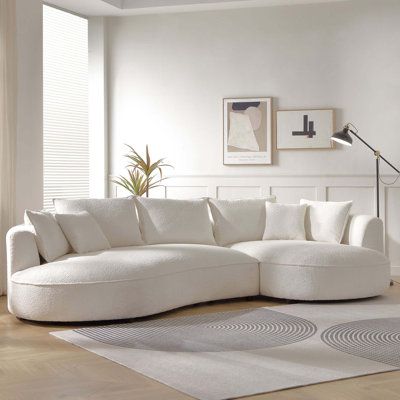 Boucle Curved Sofa Modern Cloud Couch for Living Room Luxury 5-Seat Sectional Sofa Couch for Home Modern & Simple: This boucle couch boasts a cloud curved design, modern and simple, making it the good addition to any modern home, seamlessly adapting to various interior styles. Boucle Curved Couch: The luxury upholstery 5- seat sofa couch adds an extra layer of sophistication, making you more comfortable reading, taking a rest and watching movies on the sofa. Perfect for living room, apartments, bedrooms, guest rooms, children's rooms Color Beige Material Boucle Form Factor Sectional Seating Capacity 5curved sofaLTL sofabeige sofabeige Latitude Run® | Beige Sectional - Latitude Run® Curved Sofa Modern Cloud Couch for Living Room Luxury 3-Seat Sectional Sofa Couch | 28.14" H X 124.8" W X 63. Modern Curved Sofa, Curved Sofas, Curved Couch, Pool Diy, Small Sectional Sofa, Modern Sofa Couch, Couch With Chaise, Upholstered Couch, Couch Fabric