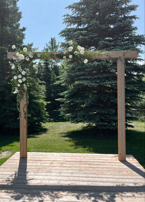 Wedding Rectangle Arch, Rectangle Arch Wedding, Rectangle Wedding Arch, White Green Wedding Flowers, Arbor Flowers, White Green Wedding, Wooden Arbor, Ceremony Florals, Green Wedding Flowers