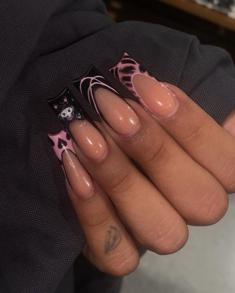 Black frenchies & kuromi Always eats ✨✨✨😍 . . . . . #nailtech #nailart #nails #nailsnailsnails #209nailsupply #naildesign #nail #nailaddict #nailartist #209 #209nailsupplies #209nails #209nailtech #explore #explorepage #toenails #toetech #modestoglitterbar #modestonails #modestonailtech Black Frenchies, Kuromi Nails, Fake Nails Designs, Nails Designs, Nail Artist, Nail Tech, Toe Nails, Fake Nails, Nail Designs