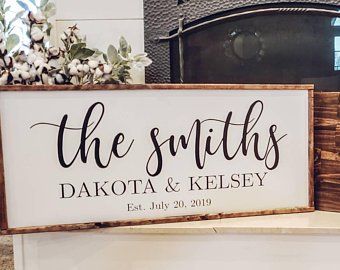 Personalized Gifts Farmhouse Wood Signs Home by SunshineSignShop Est. Signs, Established Wedding Sign, Family Established Sign, Last Name Wood Sign, Wedding Gift Signs, Marriage Signs, Wall Decor Wedding, Established Family Signs, Family Wood Signs