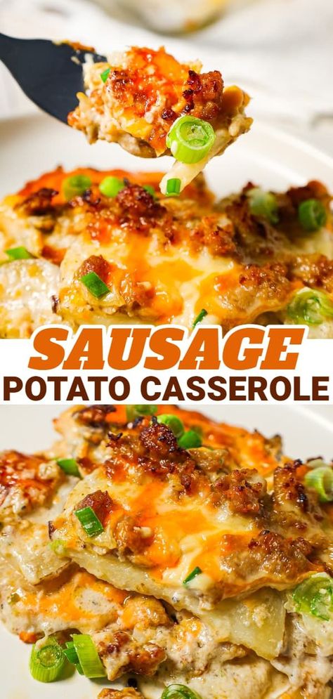 Casseroles With Italian Sausage, Ground Italian Sausage Crockpot Recipes, Ground Sausage Recipes For Dinner, Utah Scones, Ground Italian Sausage Recipes, Italian Sausage Casserole, Sausage And Potato Casserole, Potatoes Loaded, Sausage Potato Casserole