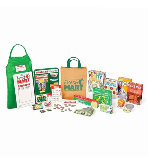 Kids Grocery Store, Play Grocery Store, Grocery Store Items, Play Kitchens, Play Food Set, Pretend Food, Play Money, Melissa And Doug, Conveyor Belt