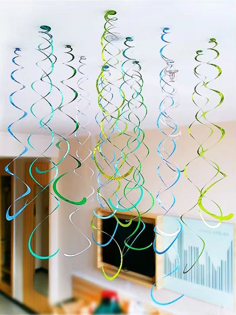 Multicolor  Collar  Plastic   Embellished   Event & Party Supplies Party Ceiling Decorations, Party Streamer, Party Streamers, Spiral Pendant, Birthday Party Set, Holiday Arrangement, Stage Backdrop, Color Swirl, Wedding Site