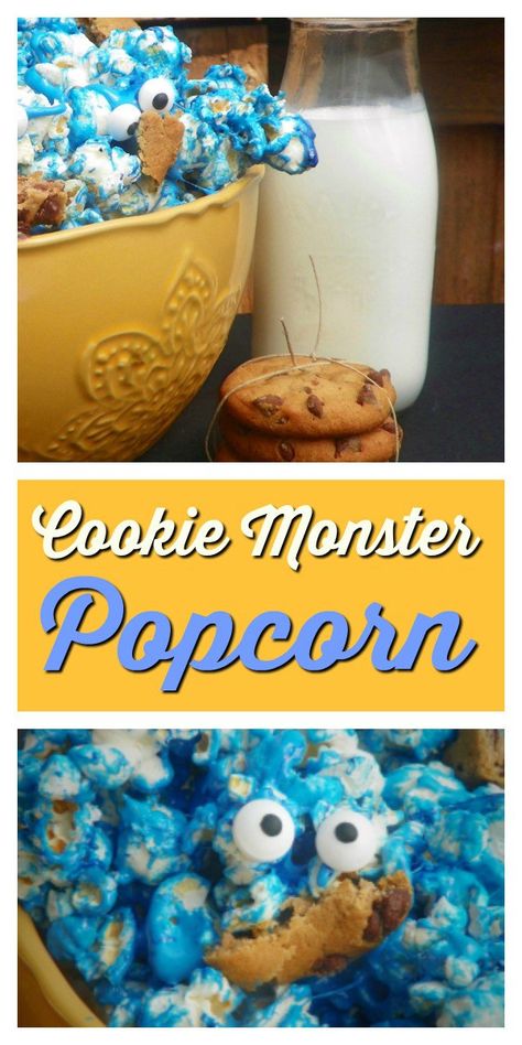 Cookie Monster Popcorn, Monster Popcorn, Finger Foods For Kids, Appetizers For Kids, Love Cookies, Popcorn Recipe, Eat Cookies, Blue Food Coloring, Sweet Sixteen Parties