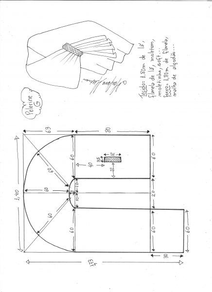 Étole Pelerine – Marlene Mukai Pola Jaket, Sew Ins, Skirt Patterns Sewing, Sewing Skirts, Diy Sewing Clothes, Fashion Sewing Pattern, Clothes Sewing Patterns, Blouse Diy, Knitting Charts