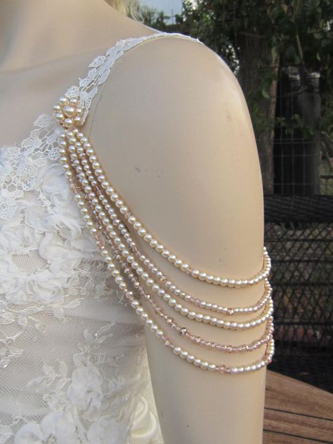 Pearl Shoulder Chain, Bridal Shoulder Jewelry, Shoulder Necklace Diy, Pearl Shoulder Jewelry, Pearl Strap Dress, Pearl Shoulder Necklace, Pearl Harness, Pearl Bodice, Shoulder Beads