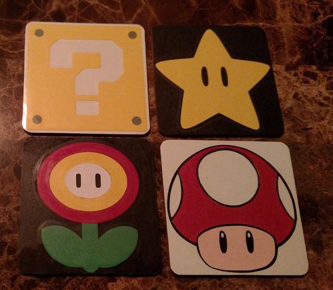 4 Paintings Set Ideas, Mario Painting Canvases, Mario Canvas Painting, Nerd Painting, Gifts For Nerds, Nerd Baby, Sky Art Painting, Game Room Bar, Canvas Drawing