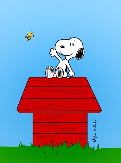 Snoopy And Woodstock Wallpaper, Snoopy On House, Snoopy On His Doghouse, Woodstock Wallpaper, Loris Animal, Snoopy Room, Snoopy House, Peanuts Cartoon Characters, Snoopy Baby Shower