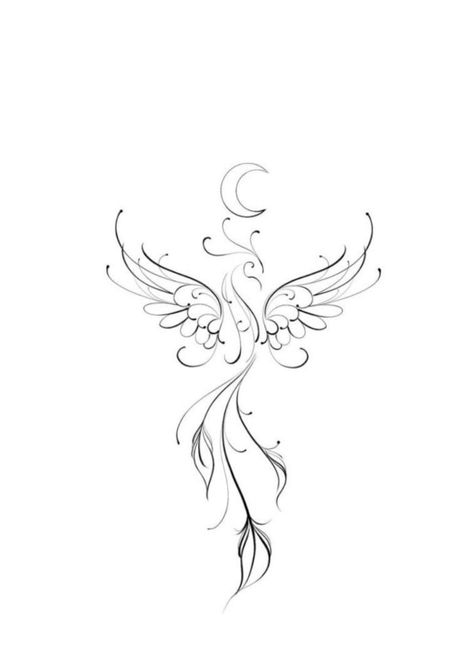 Phoenix Floral Tattoo Feminine, Line Phoenix Tattoo, Minimalist Phoenix Tattoo, Phoenix Line Art, Small Flower Tattoos For Women, Free Spirit Tattoo, Fenix Tattoo, Phoenix Tattoo Feminine, Small Phoenix Tattoos