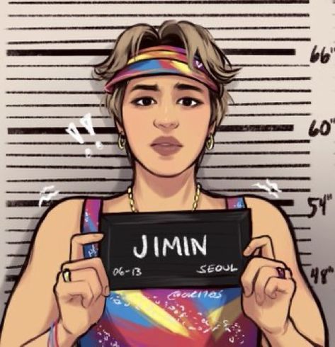 Mugshot Fanart, Ken Fanart Barbie, Bts Avatar, Jimin Art, Barbie Fanart, Bts Anime, Jail Cell, Fanart Bts, Mural Ideas