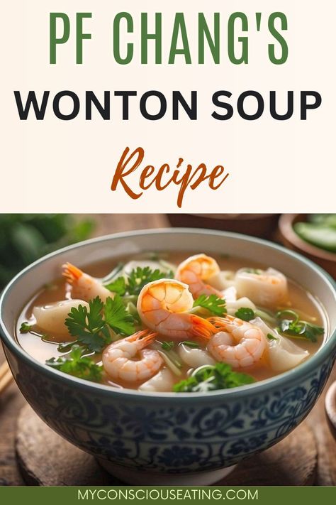 The PF Chang's Wonton Soup recipe is a staple in my repertoire for its comforting warmth and intricate flavors. The delicate wontons and the savory broth create a delightful harmony that's both light and satisfying. It's a true taste of Asian comfort! #PFChangsWontonSoup #WontonSoupRecipe Wonton Soup Slow Cooker, Mini Wonton Soup Recipe, Wonton Soup With Shrimp, Wonton Soup Recipe Broth, Shrimp Wonton Soup Recipe, Won Ton Soup Broth Recipes, Wonton Broth Recipe, Easy Wonton Soup Recipe, Won Ton Soup Recipe Easy