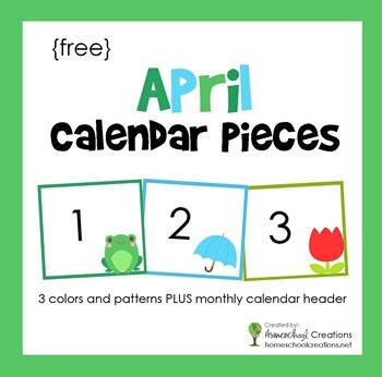 April pocket chart calendar pieces from homeschoolcreations.net Calendar Preschool, Pocket Chart Calendar, Printable Calendar Numbers, Teaching Calendar, Kindergarten Calendar, Preschool Calendar, April Calendar, Pattern Cards, Calendar Cards