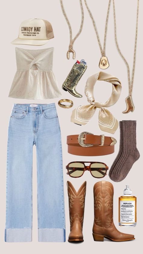 western outfit inspo #western #outfitinspo #nashville Western Aesthetic Outfits, Outfit Inspo Western, Classy Cowgirl, Concert Outfit Summer, Western Outfit, Nashville Outfits, Western Style Outfits, Rodeo Outfits, Outfit Layout