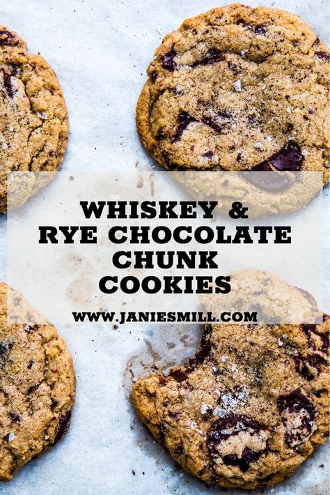 Try these Whiskey and Rye Chocolate Chunk Cookies! Janie’s Mill Organic Light Rye or Dark Rye Flour add deep, rich, spicy notes to anything, and are particularly wonderful in this chocolate chunk cookie recipe. Chocolate Chunk Cookies Recipe, Chunk Cookies Recipe, Mill Flour, Chocolate Chunk Cookie Recipe, Holiday Baking Recipes, Rye Flour, Delicious Brownies, Cutout Sugar Cookies, Holiday Cookie Recipes