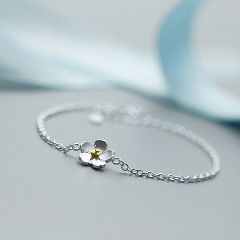 Sterling Silver Flower Bracelet, Bracelet For Girl, Silver Flower Bracelet, Silver Bracelet For Women, Blossom Bracelet, Fashion Romantic, Foot Bracelet, Jewelry Pandora, Bangles For Women