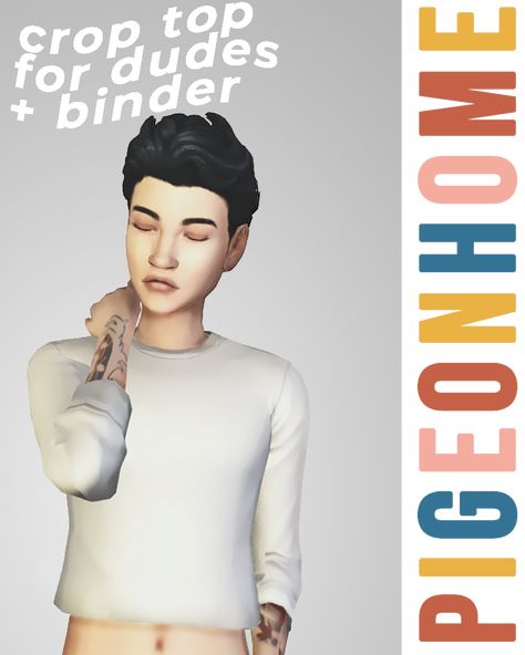 Sims 4 Cc Chest Binder, Trans Cc Sims 4, Sims 4 Binder, Trans Sims 4 Cc, Sims 4 Transgender Cc, Boy Crop Top, Queer Clothes, Masculine Clothing, Alpha Cc