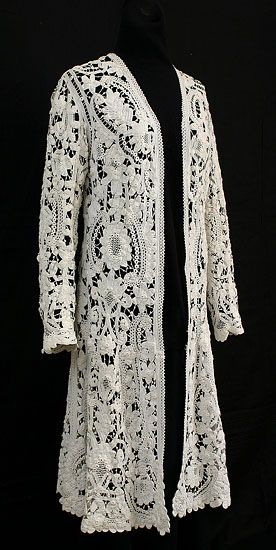 http://everything-jewels.hubpages.com/hub/The-History-Beauty-of-Irish-Lace-Crochet Battenberg Lace, Lace Coat, Crochet Lace Dress, Frock Coat, Crochet Coat, Irish Lace Crochet, Lace Outfit, White Lace Dress, Linens And Lace