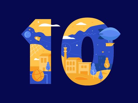 Number 10 by Nat on Dribbble Numbers Typography, Photography Mobile, 10 Logo, Anniversary Art, Desain Editorial, Graphic Design Books, Number Design, Logo Number, Anniversary Logo