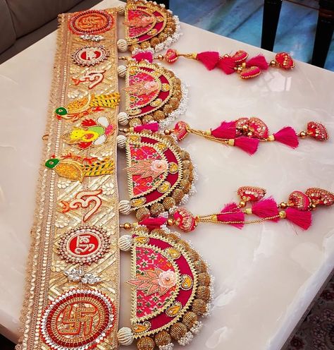 Toran Designs, Handmade Decorative Items, Thali Decoration Ideas, Diwali Decoration Items, Diwali Decorations At Home, Door Hanging Decorations, Wedding Gift Pack, Handmade Rakhi, Diy Diwali Decorations