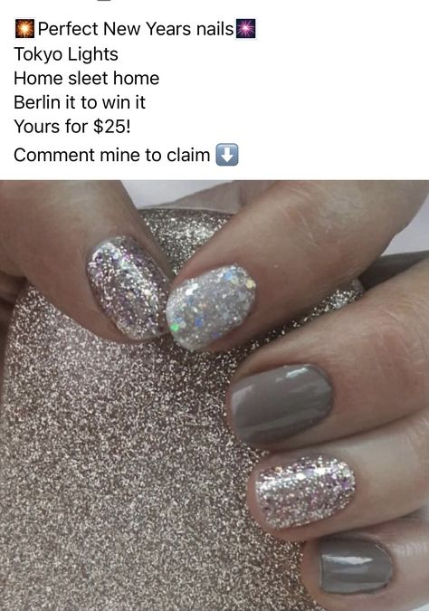 Nye Nails, New Years Nails, Nail Color Combos, Nail Time, Street Nails, I Love Nails, New Year's Nails, Silver Nails, Nail Polish Strips