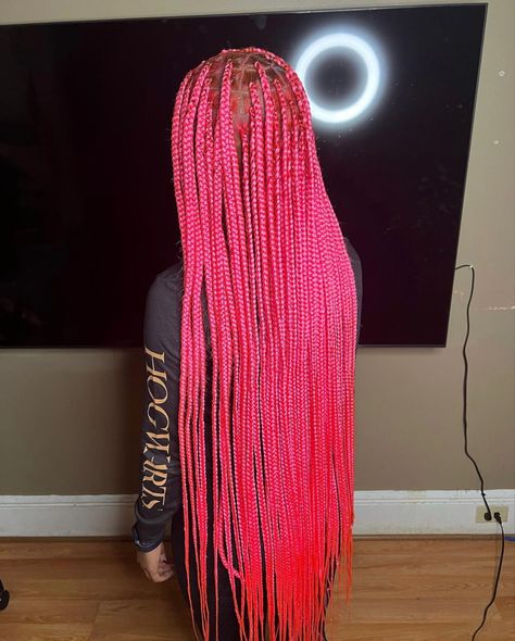 Hot Pink Box Braids, Hot Pink Braids, Hair Inspp, Pink Box Braids, Pink Braids, Braiding Hair Colors, Wigs Collection, Kid Hairstyles, 00s Nostalgia