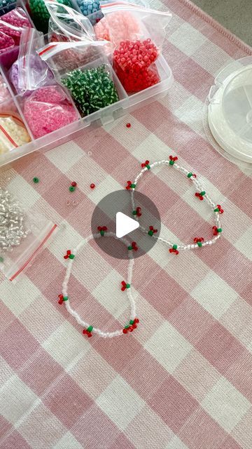 Aurelie Erikson on Instagram: "Cherry Bracelets 🍒  Another nostalgic summer craft to add to your summer to-do list! ☀️ These cherry beaded bracelets were surprisingly so easy to make and add the perfect summer touch to bracelet stack! 🍒🎀  tag a friend who needs a craft night this summer 🫶🏼🍒☀️  . . . . . . . . . . . #diycrafts #nostalgic #80skid #diybracelets #diybracelet #summercrafts #diytutorial #summerfashion #beadedbracelet #beadedjewelry #armparty #summerfashion #summertrends #craftymama #amazonfinds" Aurelie Erikson, Nostalgic Summer, Stacked Beaded Bracelets, Summer To Do List, Cute Friendship Bracelets, Preppy Jewelry, Summer Craft, Crafty Mama, Arm Party