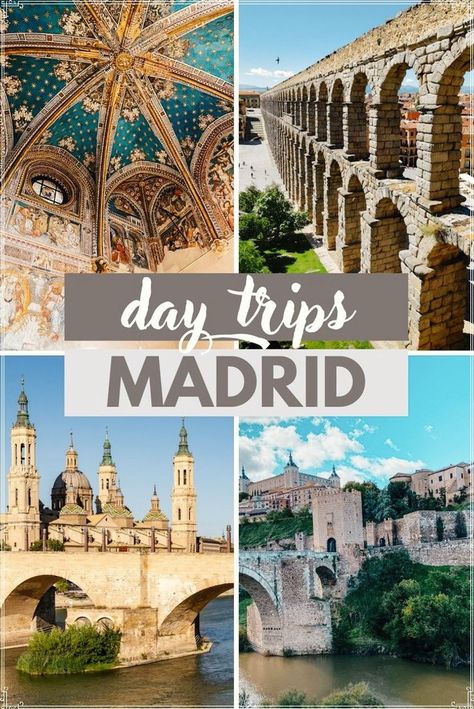 Explore Spain with day trips around Madrid. Our guide reveals how to experience the country's diverse heritage through day trips from Madrid Spain, from the historic streets of Toledo to the captivating city of Córdoba. Monserrat Spain, Madrid Beach, Day Trips From Madrid, Madrid Nightlife, Roman Aqueduct, Madrid City, Madrid Travel, Countries To Visit, Train Ride