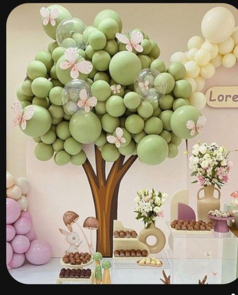 Fairy Baby Showers, Balloon Tree, Deco Ballon, Fairy Garden Birthday Party, Baby Birthday Decorations, Tinkerbell Party, Gender Reveal Party Ideas, Reveal Party Ideas, Birthday Party Theme Decorations