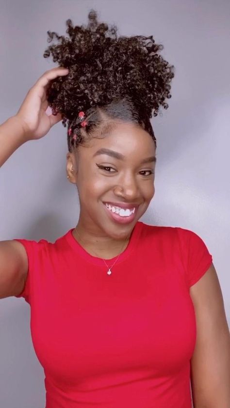 Criss Cross Rubberband High Puff | Natural hair updo, Natural hair styles, Natural hair styles easy High Puff Natural Hair, Puff Natural Hair, Updo Natural Hair, High Puff, Styles Natural Hair, Hair Styles Natural, Cute Natural Hairstyles, Hairstyle Braids, Curly Hair Videos