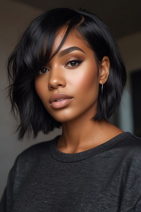 Medium Length Bobs For Black Women, Bob Hairstyles For Black Women Relaxed Hair, Black Woman Bobs Hairstyles, Straight Bob Haircut Black Women, Hairstyles For Thinning Hair Black Women, Shoulder Length Haircut Black Women, Black Women With Bobs, Medium Length Haircut For Black Women, Hair Bob Black Women