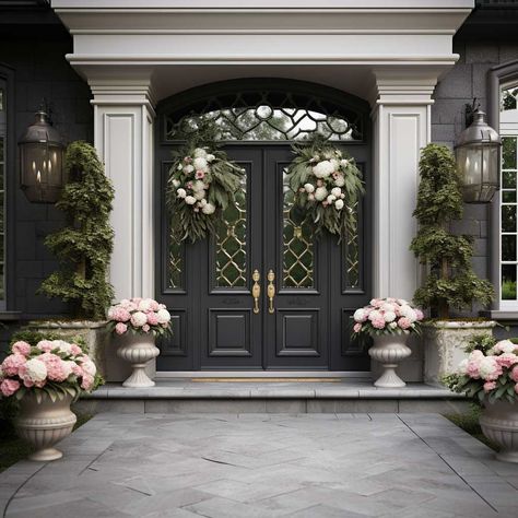 19+ Front Door Decor Masterpieces for an Unforgettable Home Entrance • 333+ Art Images Home Front Elevation, Luxury Houses Entrance, Beautiful Front Doors, Elegant Doors, Classic House Exterior, Entry Ways, Home Entrance, Entrance Door Design, Painted Front Doors