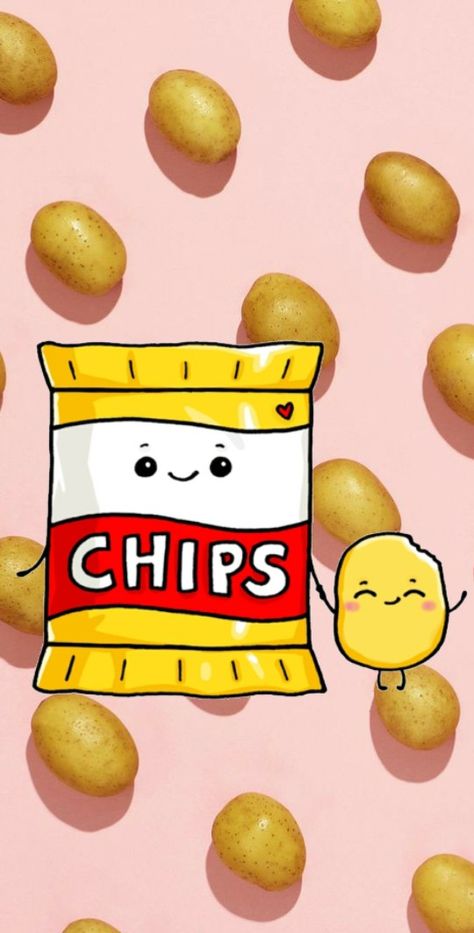 Draw So Cute Food, Cartoon Food Art, Lays Chips, Bag Of Chips, Cartoon Food, Food Easy, Cute Food Art, Kawaii Cartoon, Snack Chips