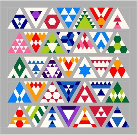 Triangle Quilts, Modern Quilt Blocks, Barn Quilt Designs, Quilt Modernen, Sampler Quilts, Hexagon Quilt, Triangle Quilt, Modern Quilt Patterns, Quilts Ideas