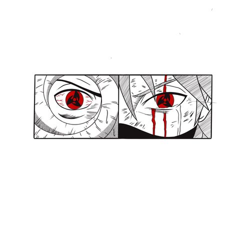 Kakashi Obito Tattoo, Naruto Kakashi Tattoo, Kakashi And Obito Tattoo, Kakashi Eye Tattoo, Kakashi Tattoo Design, Obito Tattoo Ideas, Obito Eyes, Kakashi Sharingan Eye, Anime Panel Tattoo