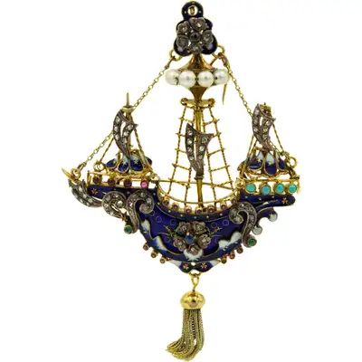 1stDibs: Antique and Modern Furniture, Jewelry, Fashion & Art Architectural Jewelry, Turtle Brooch, Ship Boat, Georgian Jewelry, Gold Brooch, Diamond Jewel, Antique Brooches, Gold Locket, Antique Necklace