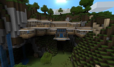 Minecraft Mountain House, Cliffside House, Minecraft Houses For Girls, Minecraft Building Guide, Minecraft Houses Survival, Buildings Modern, Minecraft Mansion, Minecraft Houses Blueprints, All Minecraft