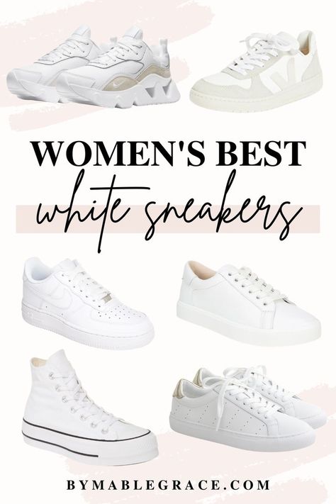 Women's Best White Sneakers Platform Tennis Shoes Outfits, White Sneakers Outfit Spring, Best White Shoes, Staple Sneakers, Snicker Shoes, Casual White Sneakers, Platform Tennis Shoes, Best White Sneakers, White Casual Sneakers