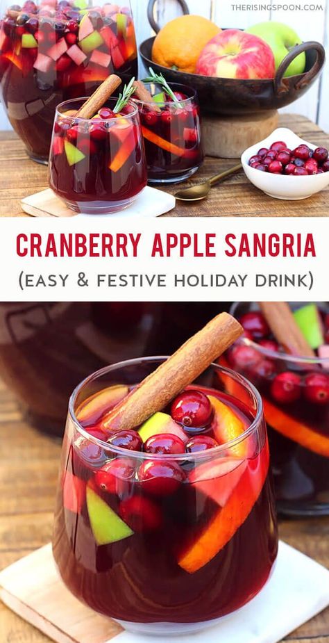 Cranberry Apple Drinks Alcohol, Cranberry Apple Cider Sangria, Cranberry Pitcher Cocktail, Apple Cranberry Sangria Recipes, Sangria Recipes Cranberry, Cranberry Sangria Thanksgiving, Cranberry Apple Margarita, Cranberry Thanksgiving Drink, Cranberry Apple Sangria