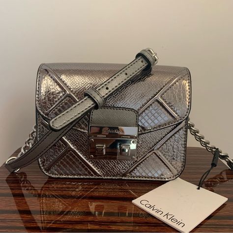 Calvin Klein | Bags | Calvin Klein Metallic Mini Crossbody Bag | Poshmark Calvin Klein Bags, Chestnut Leather, Calvin Klein Bag, Zip Purse, Brown Purses, Cross Bag, Mini Crossbody Bag, Black Crossbody, Black Tote