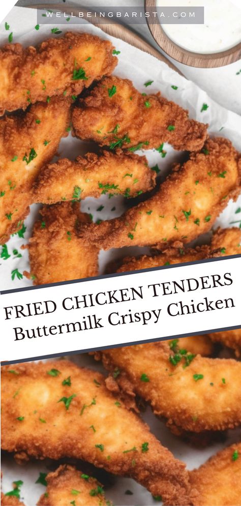 Fried Chicken Tenders in Buttermilk Marinade are made from tender cuts of chicken breast that are marinated in a special blend of spices, buttermilk, and other seasonings. Chicken Marinade With Buttermilk, Buttermilk Chicken Tenders Baked, Fried Chicken Marinade Buttermilk, Buttermilk Marinade For Fried Chicken, Stove Top Chicken Tenders, Chicken Marinated In Buttermilk, Buttermilk Chicken Tenders Air Fryer, Fried Chicken Tenders Buttermilk, Fried Chicken Tender Recipe