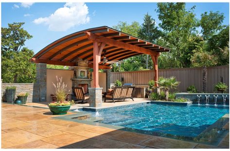 Southwest Fence & Deck Outdoor Seating and Fireplace Cabana Poolside, Pool Cabana Ideas, Cabana Ideas, Outdoor Pool Decor, Cabana Design, Pool Pergola, Pool Inspiration, Kolam Air, Gazebo Ideas