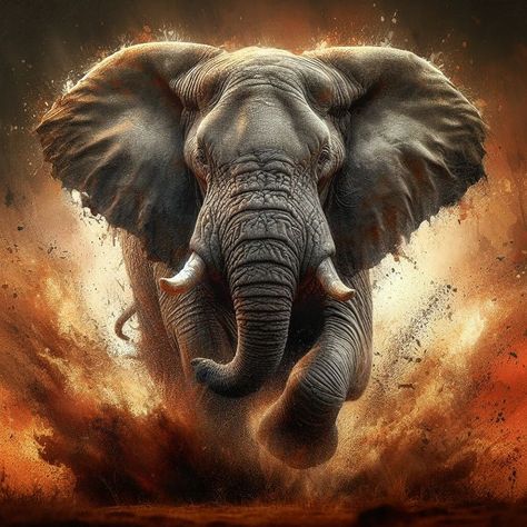 Unstoppable Raging Bull Elephant - Gareth Parkes Elephant Warrior, The Veldt, Bull Elephant, Running Of The Bulls, Tattoo Concepts, Gordon Setter, Giant Animals, Elephants Photos, Beautiful Horse Pictures