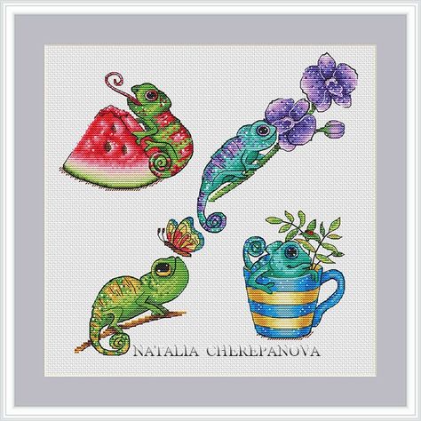 Chameleon Cross Stitch Pattern PDF Instant Download Cute Cross Stitch Nursery Cross Stitch Bright Cross Stitch Modern Cross Stitch Chart Cross Stitch Nursery, Stitch Nursery, Cupcake Cross Stitch, Bright Cross Stitch, Nursery Cross Stitch, Dragon Cross Stitch, Fantasy Cross Stitch, Cute Cross, Chameleons