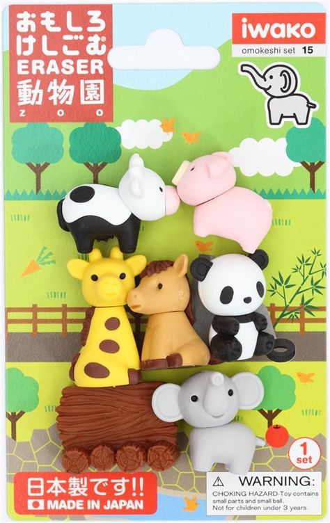 iwako zoo animal erasers Unicorn Pig, Animal Erasers, Teaching Supplies, Presentation Cards, Best Pens, A Cow, Puzzle Piece, The Zoo, Little Twin Stars