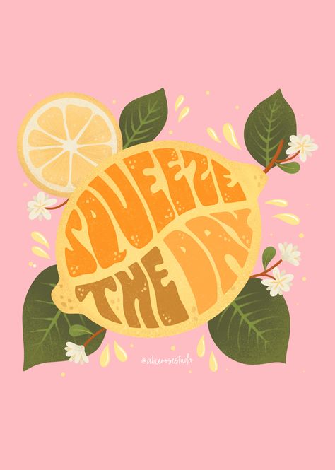 Saffron Core, Kitchen Graphic Design, Lemon Art Illustration, Pink And Yellow Prints, 50s Graphics, Lemon Typography, Pink And Yellow Aesthetic, Lemons Aesthetic, Lemon Illustration Design