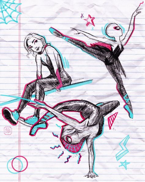 Spider Man Drawing Gwen, Miles And Gwen Sketch, Gwen Spiderman Drawing, Spiderman Across The Spider Verse Sketch, Spider Gwen Art Sketch, Spider Gwen Painting, Spider Gwen Tattoo, Spidergwen Drawing, Spider Gwen Nails