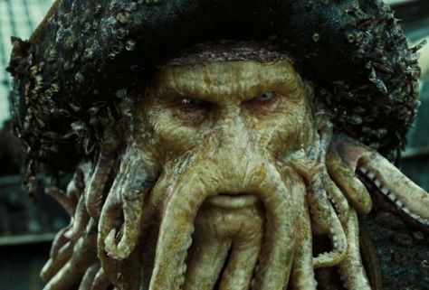 Davy Jones (Bill Nighy) became encrusted with sea life when he turned to "the dark side." | Pirates of the Caribbean Dead Men Tell No Tales Davy Jones Pirates, Fish Mooney, Elizabeth Swann, Canada Images, Captain My Captain, William Turner, Davy Jones, Captain Jack Sparrow, Captain Jack